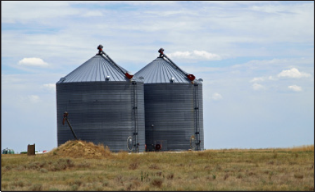 Small grain storage bins in Fort Collins, Colorado