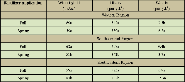 effect of fertilizer application timing on wheat yield
